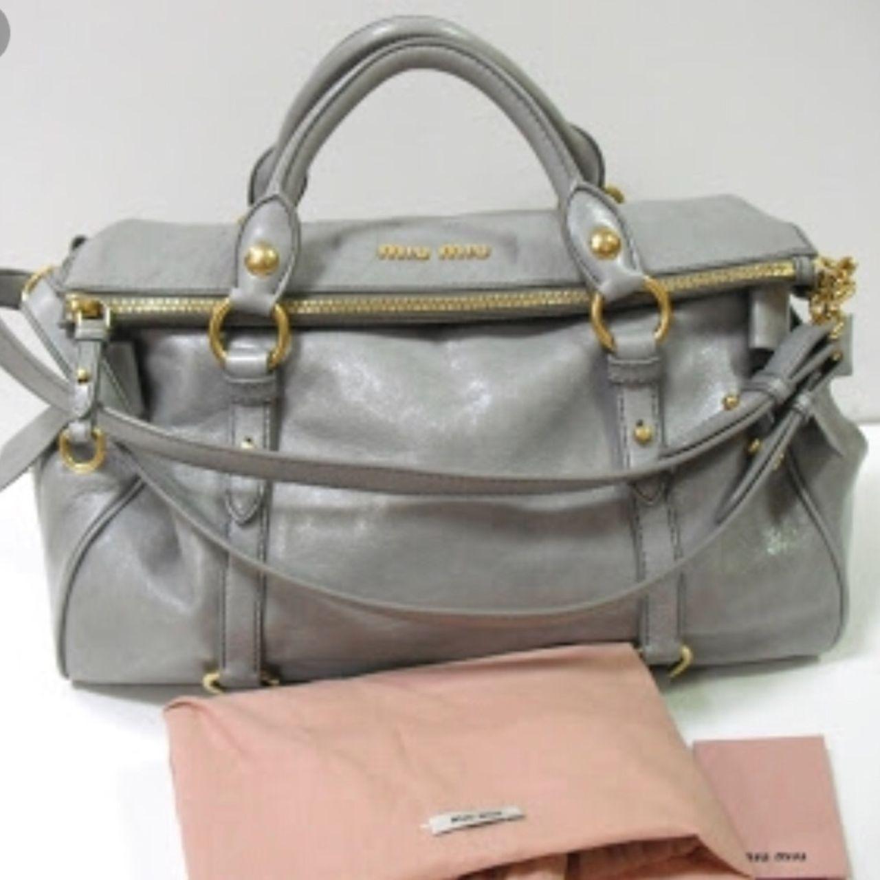 Miu Miu Vitello Lux Bow Large Leather Satchel
