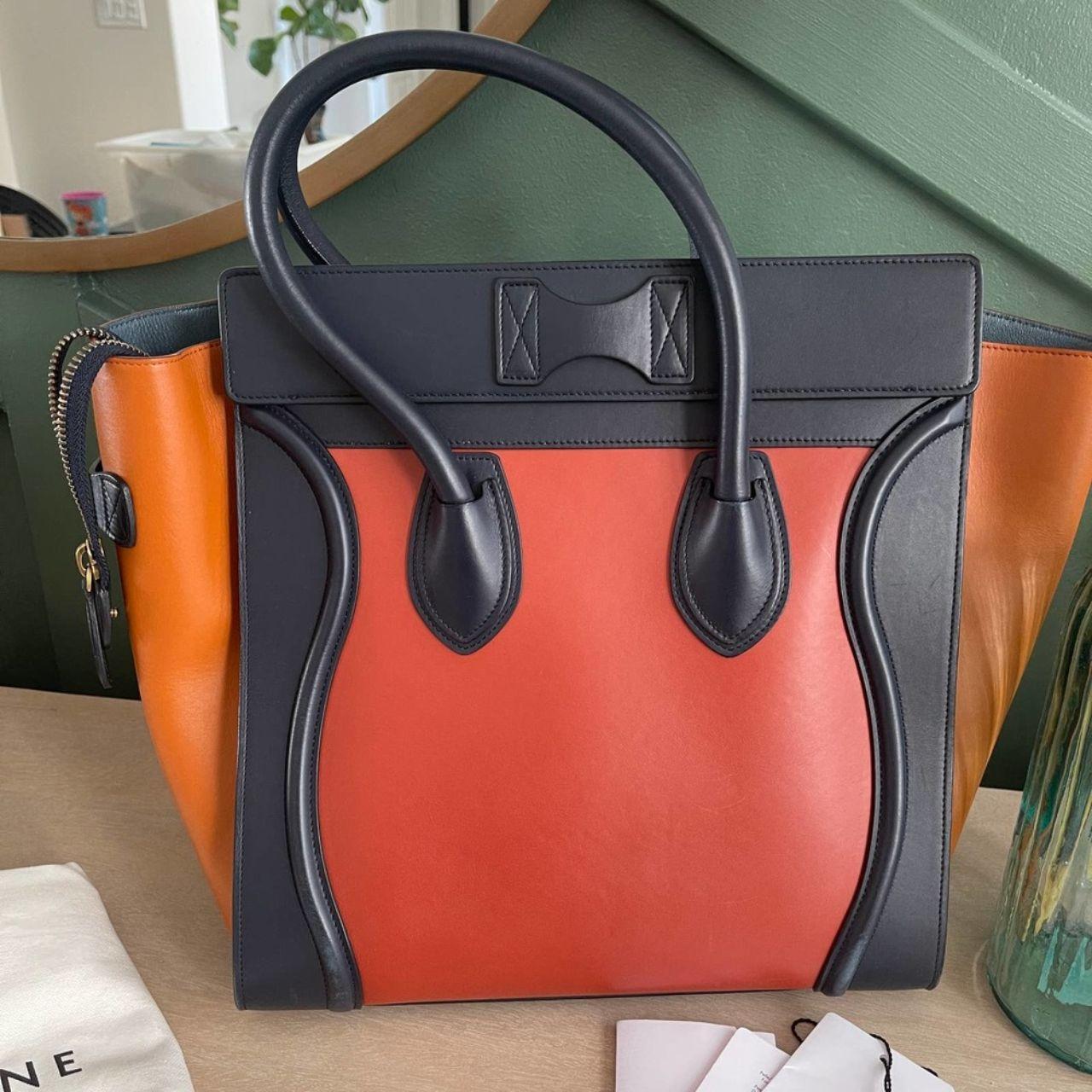 Celine Mini luggage Tri Color Smooth Leather Bag