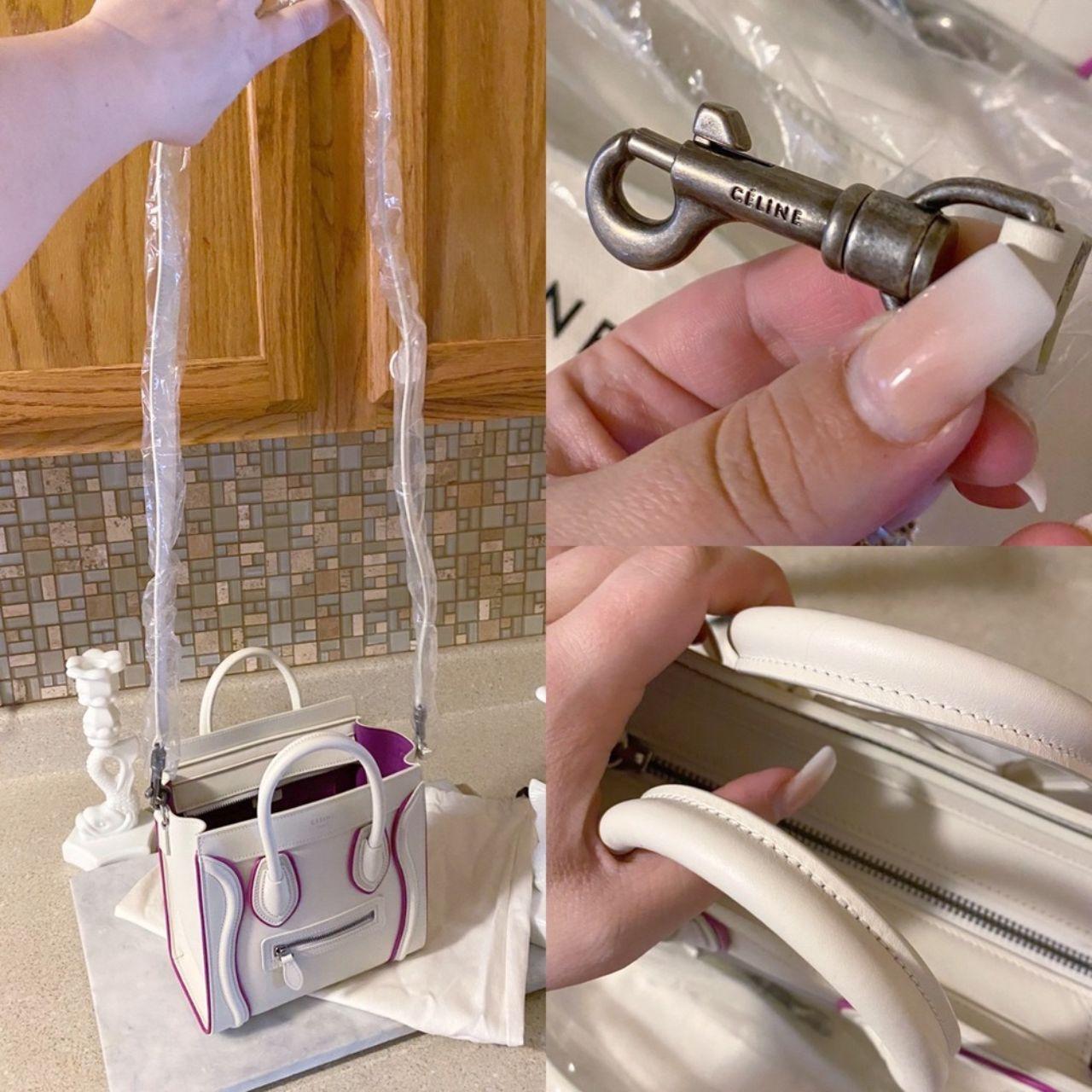 Auth. Celine NWT HTF White & Hot Pink Nano Luggage