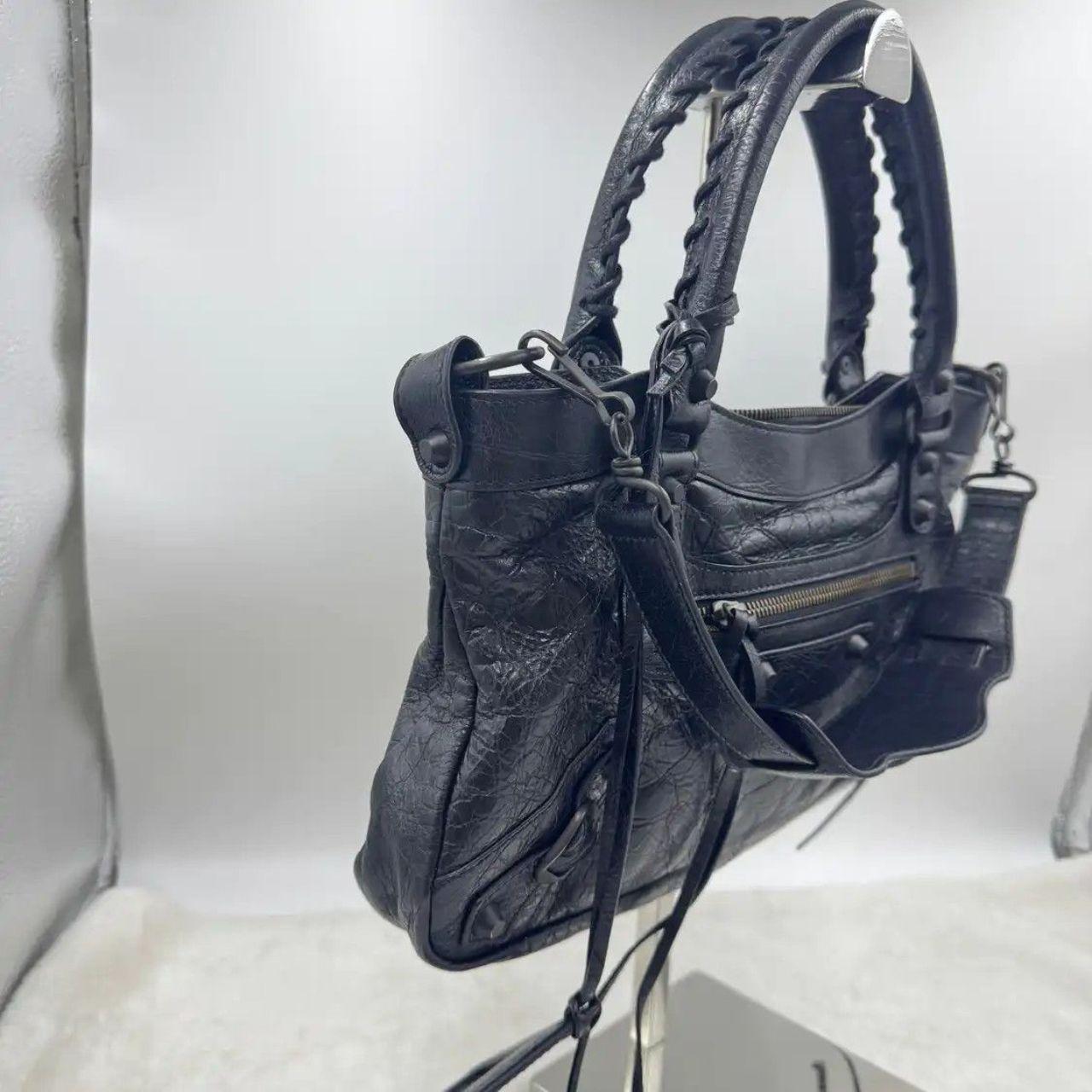 BALENCIAGA Classic City Small black sheepskin stud shoulder bag