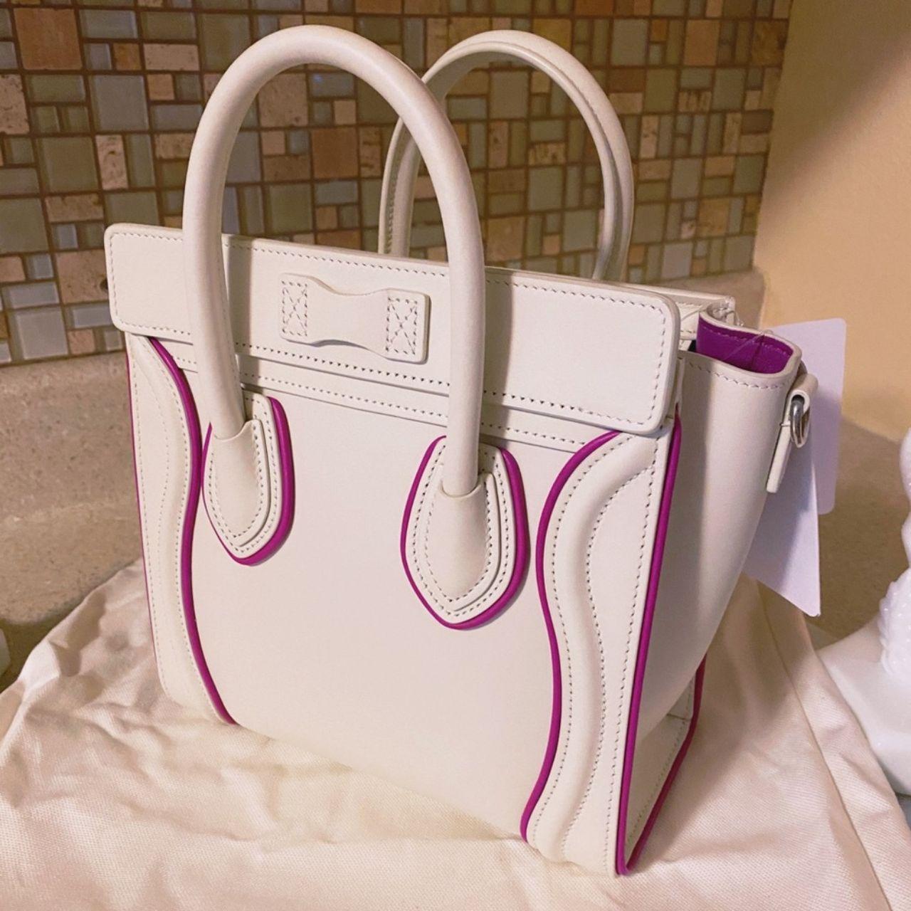 Auth. Celine NWT HTF White & Hot Pink Nano Luggage