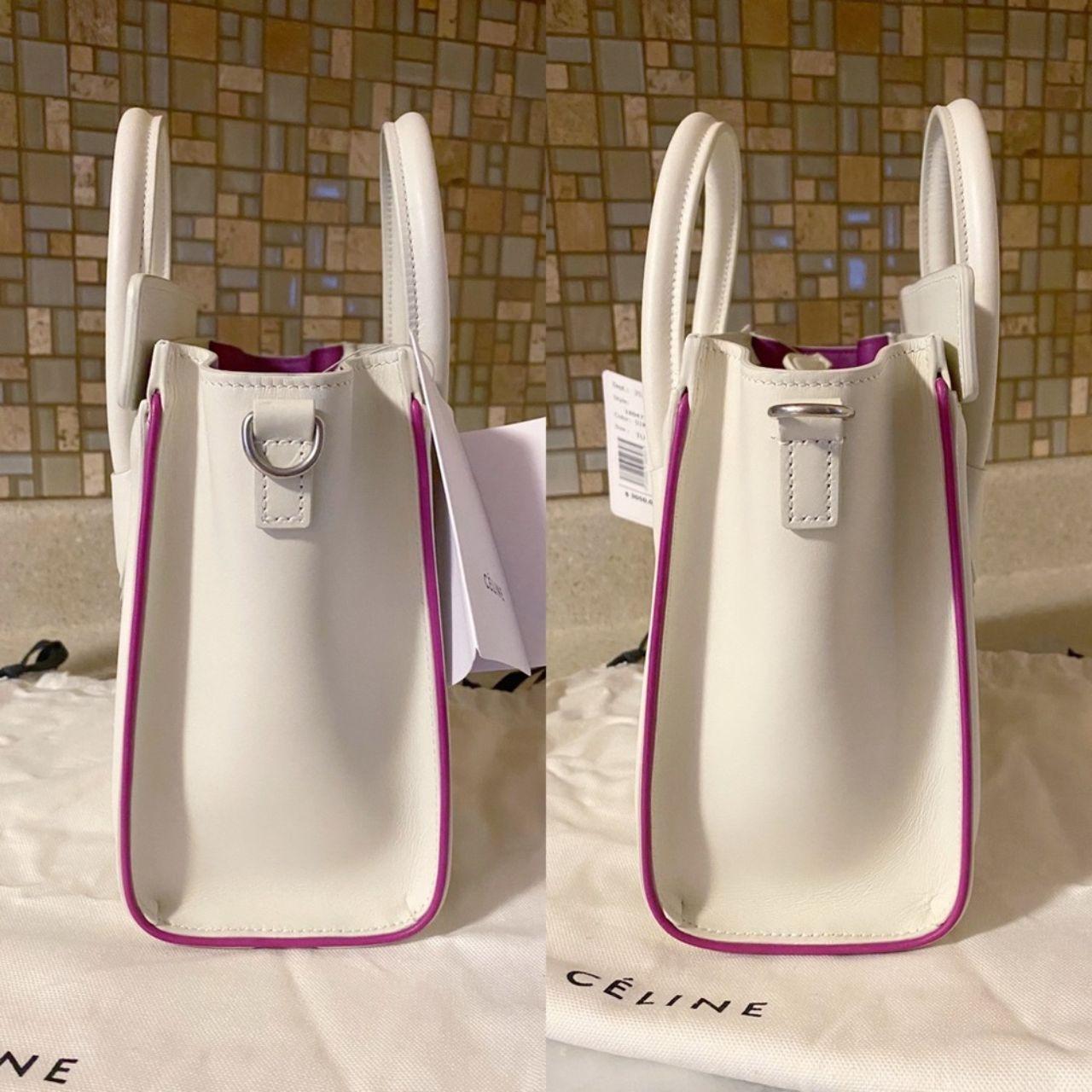 Auth. Celine NWT HTF White & Hot Pink Nano Luggage