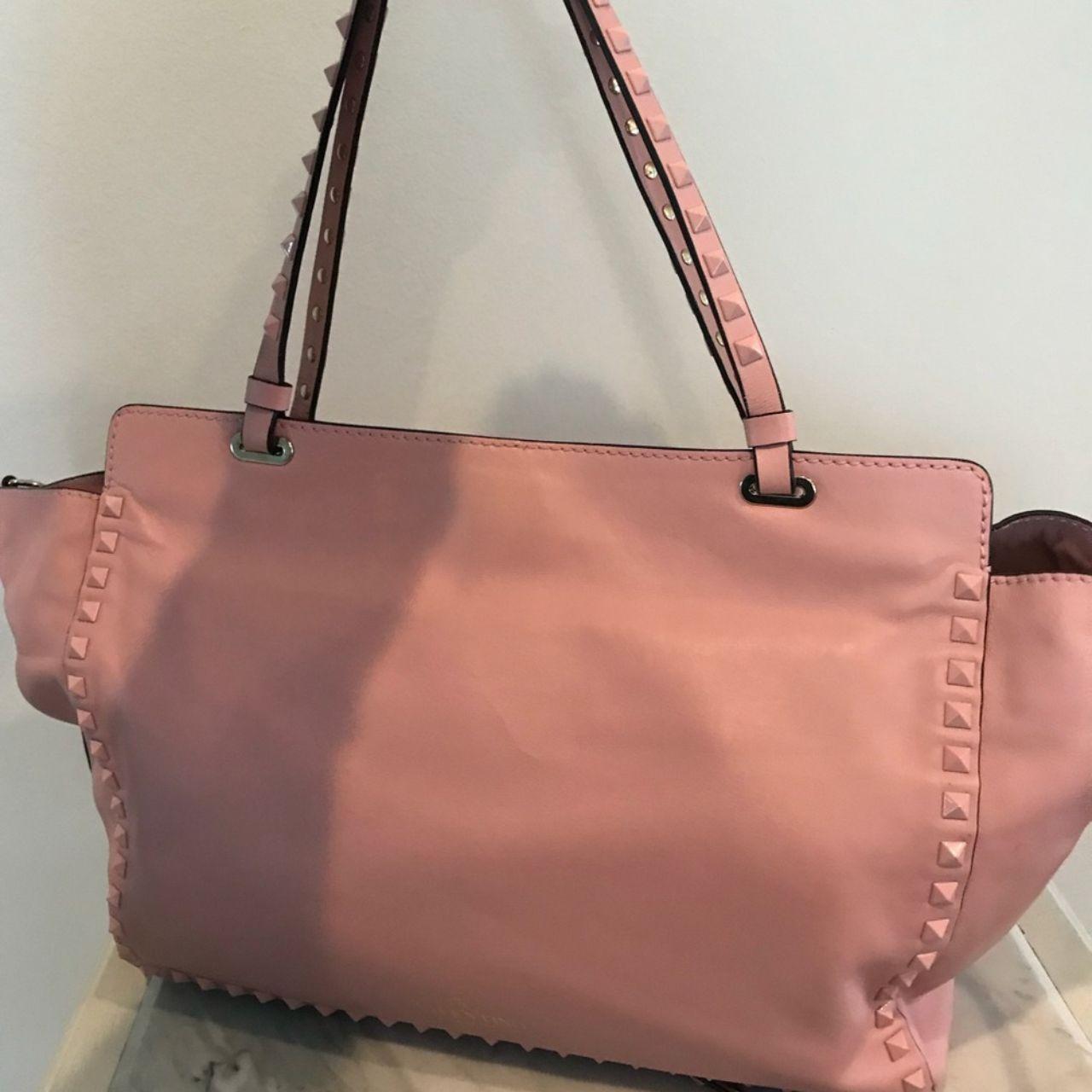 VALENTINO Calfskin Medium Rockstud tote pink studs