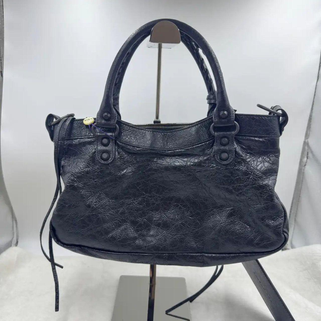BALENCIAGA Classic City Small black sheepskin stud shoulder bag