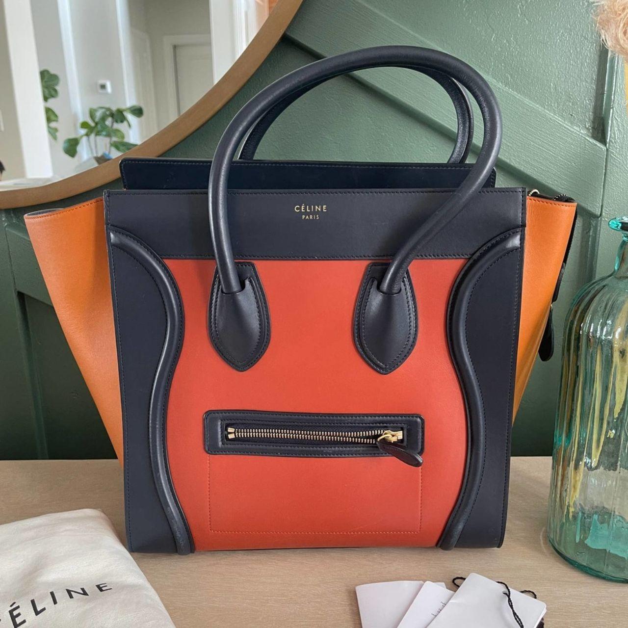 Celine Mini luggage Tri Color Smooth Leather Bag