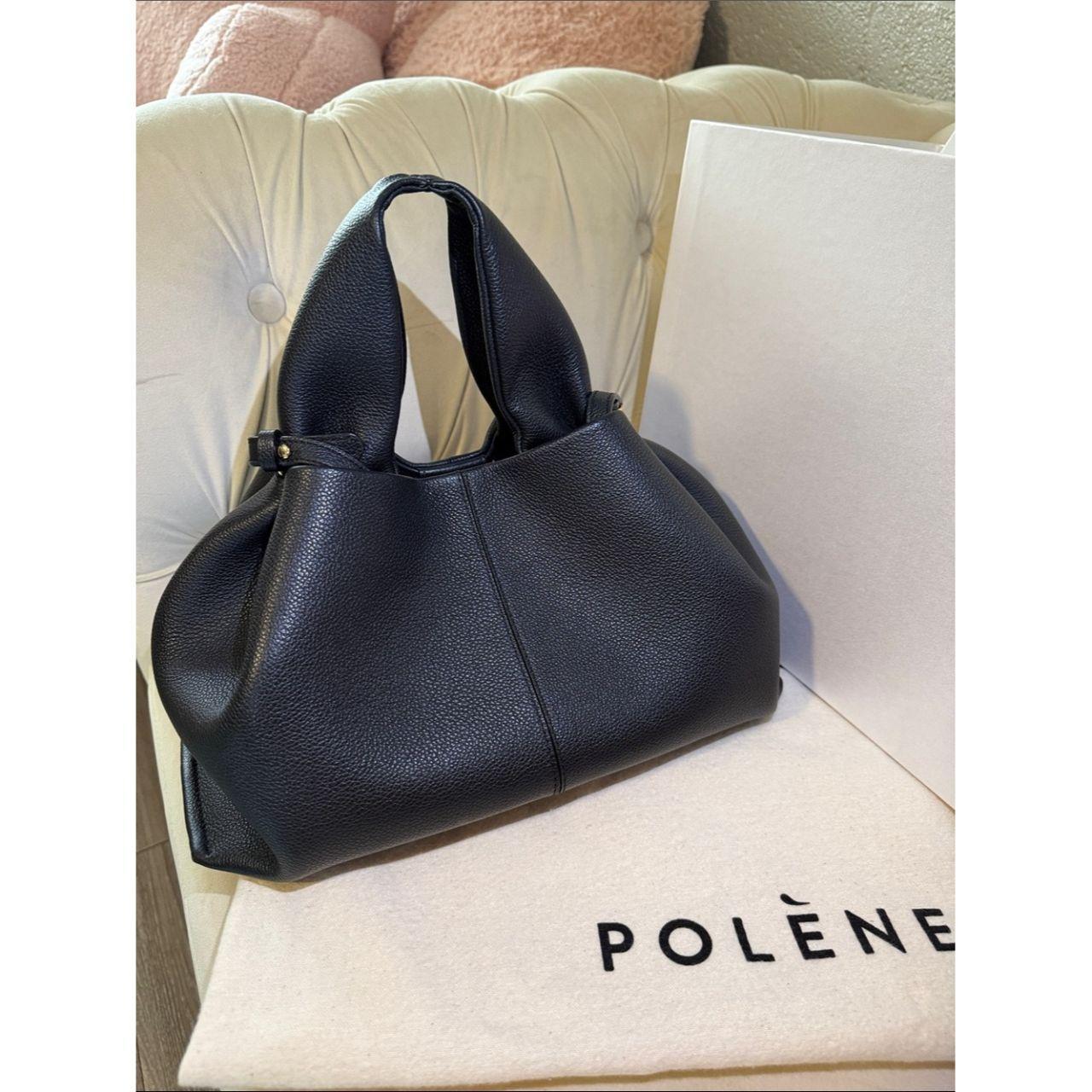 POLENE Black Pebbled Leather Handbag - Elegant Women’s Tote