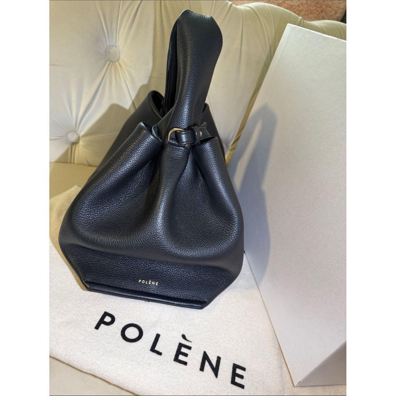 POLENE Black Pebbled Leather Handbag - Elegant Women’s Tote