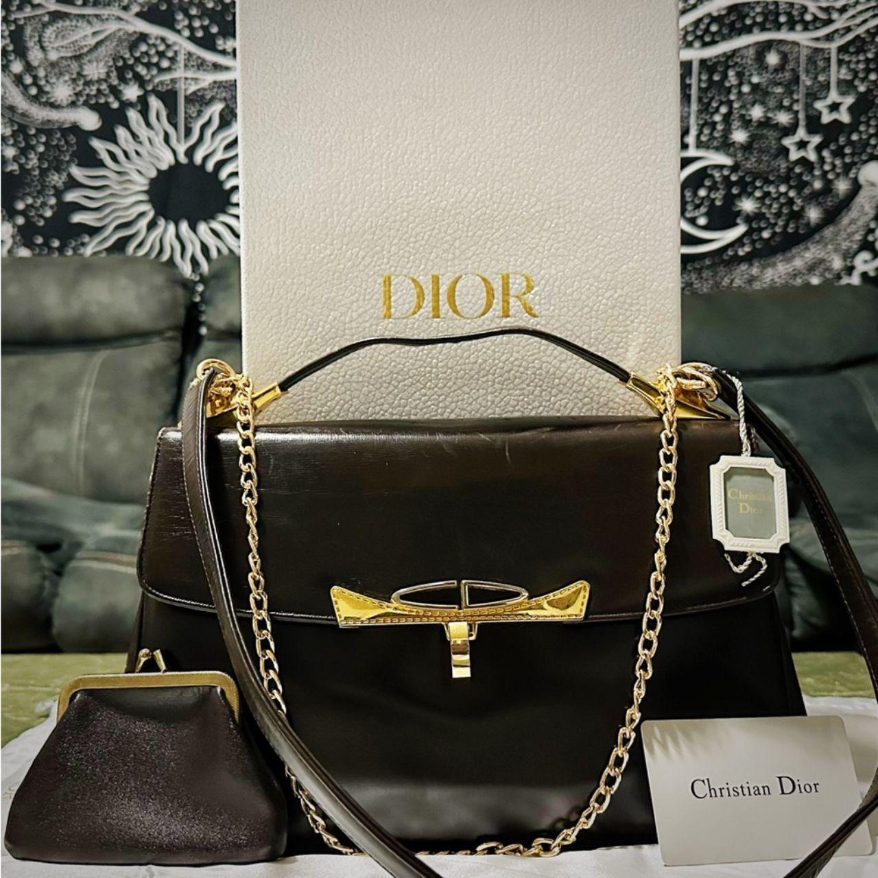 Authentic Vintage Christian Dior 1960’s Handbag shoulder bag dark red Leather