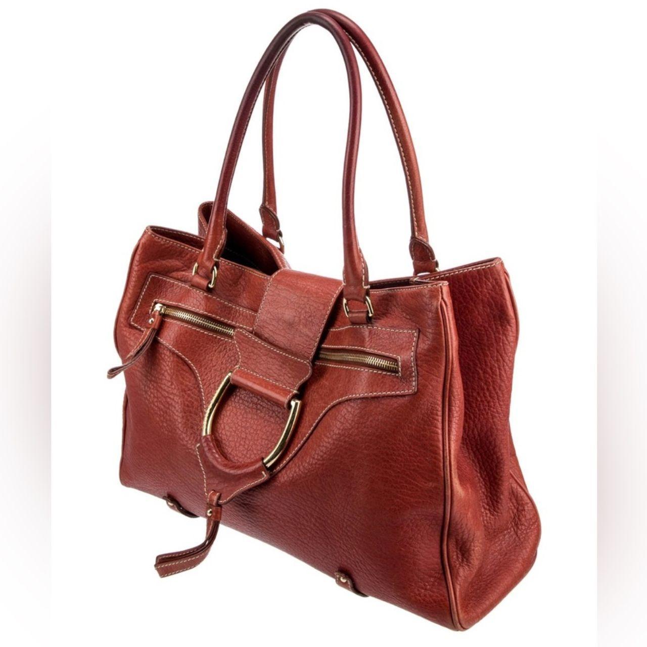 Dolce & Gabbana Burgundy Leather D-Ring Top Handle Tote
