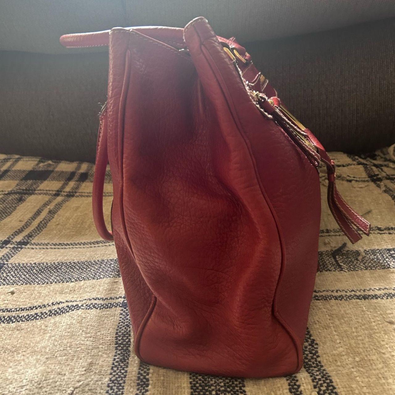 Dolce & Gabbana Burgundy Leather D-Ring Top Handle Tote
