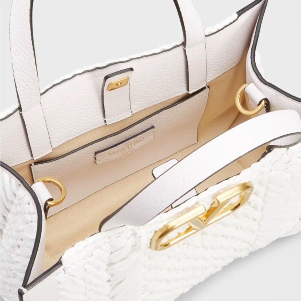 Valentino Garavani VLOGO Small Raffia Top-Handle Bag