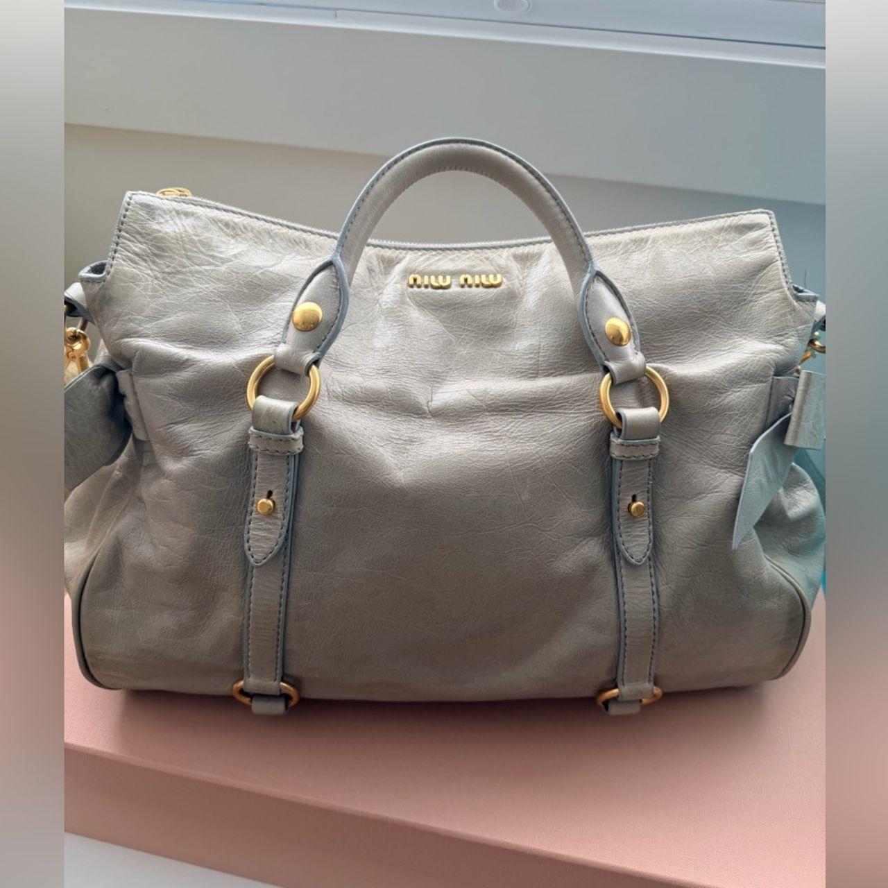 Miu Miu Vitello Lux Bow Large Leather Satchel