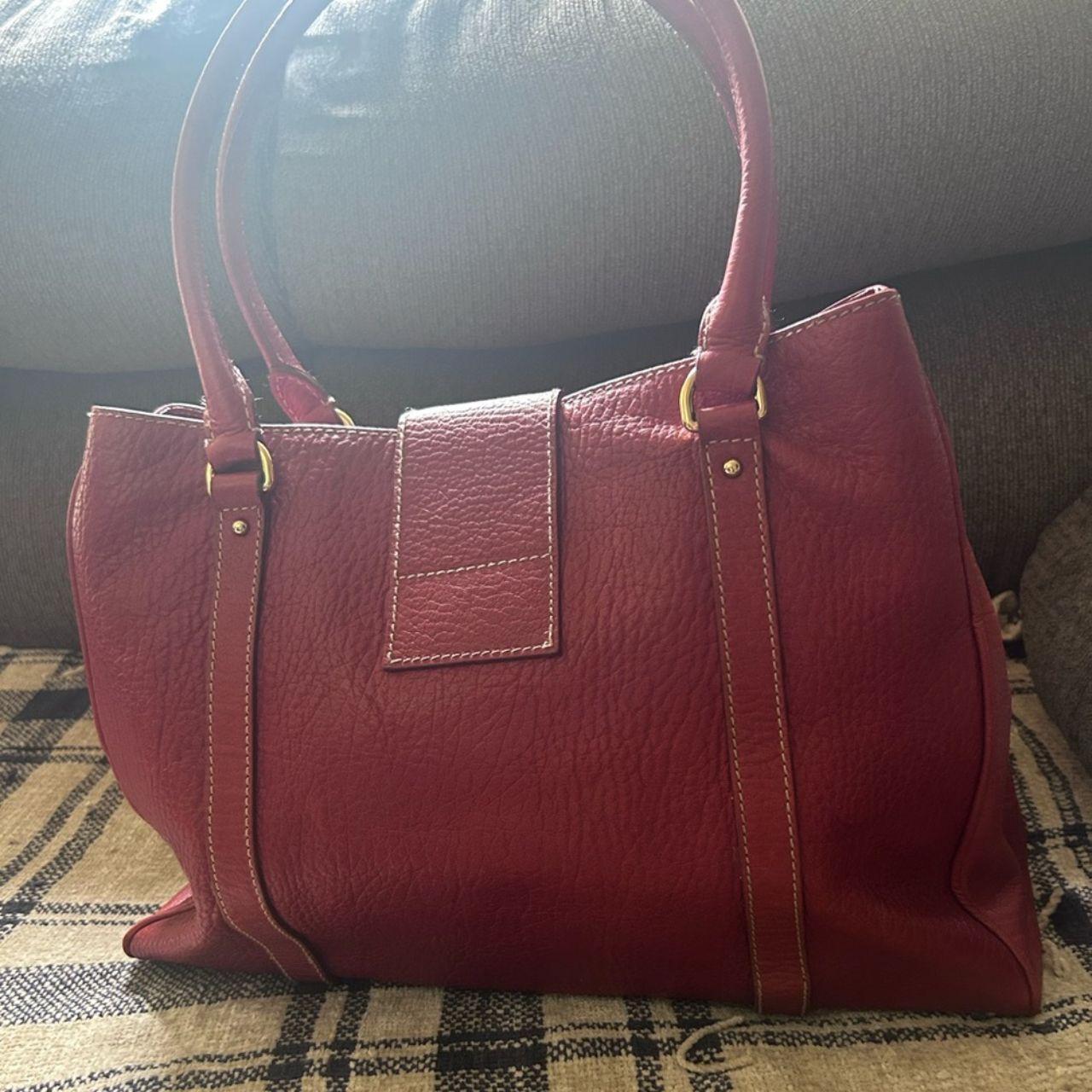 Dolce & Gabbana Burgundy Leather D-Ring Top Handle Tote