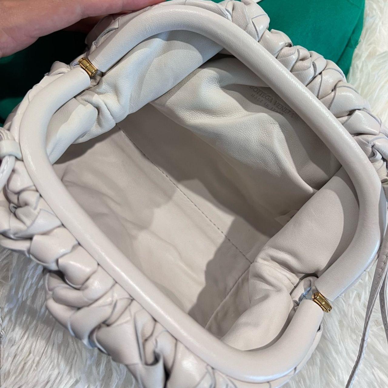 Bottega Veneta Cream Woven Pouch Crossbody Bag