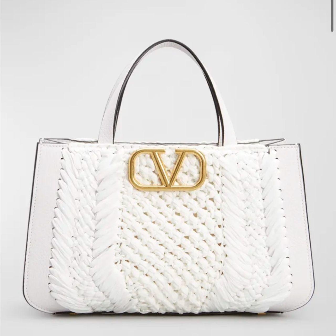 Valentino Garavani VLOGO Small Raffia Top-Handle Bag