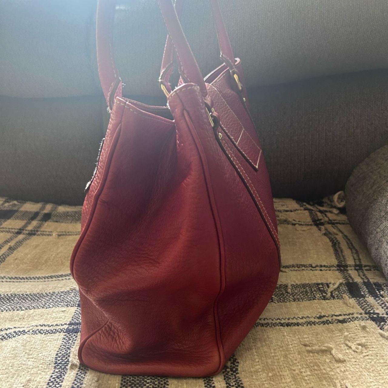 Dolce & Gabbana Burgundy Leather D-Ring Top Handle Tote