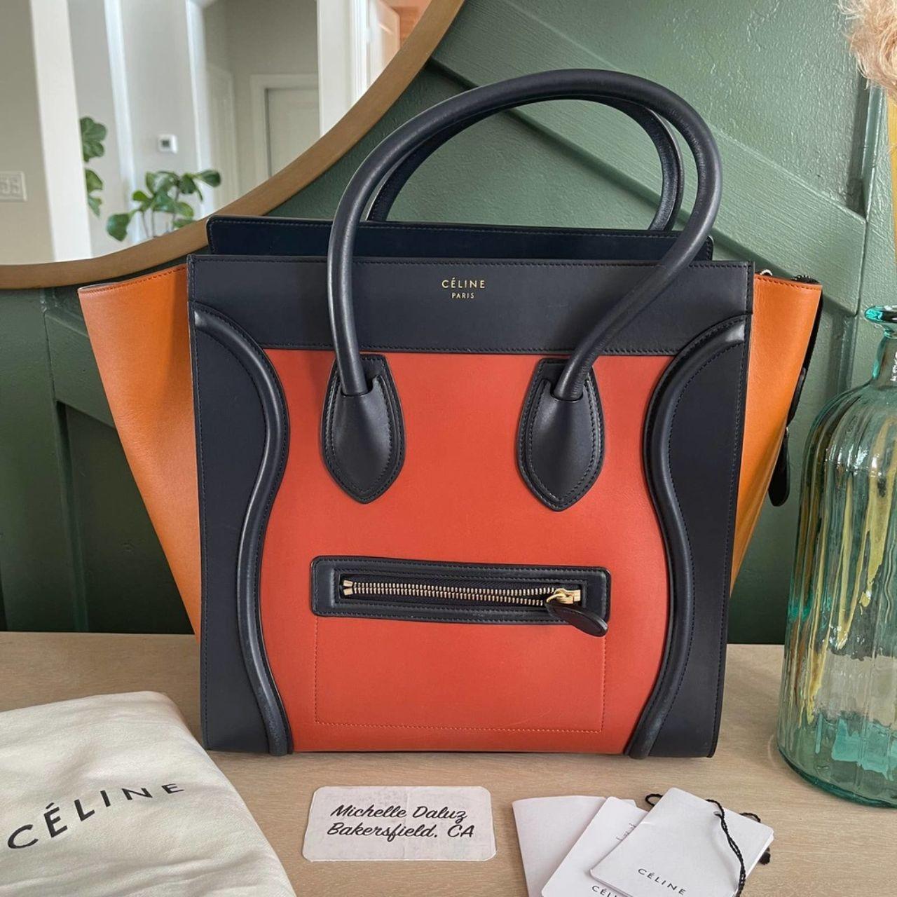 Celine Mini luggage Tri Color Smooth Leather Bag