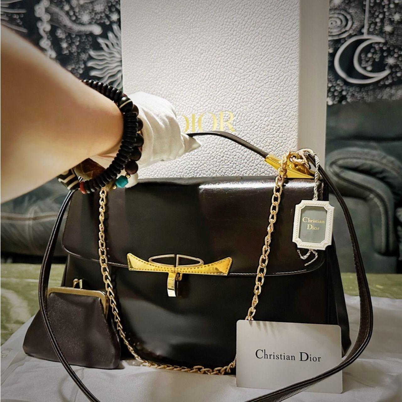 Authentic Vintage Christian  Dior 1960’s Handbag shoulder bag dark red Leather