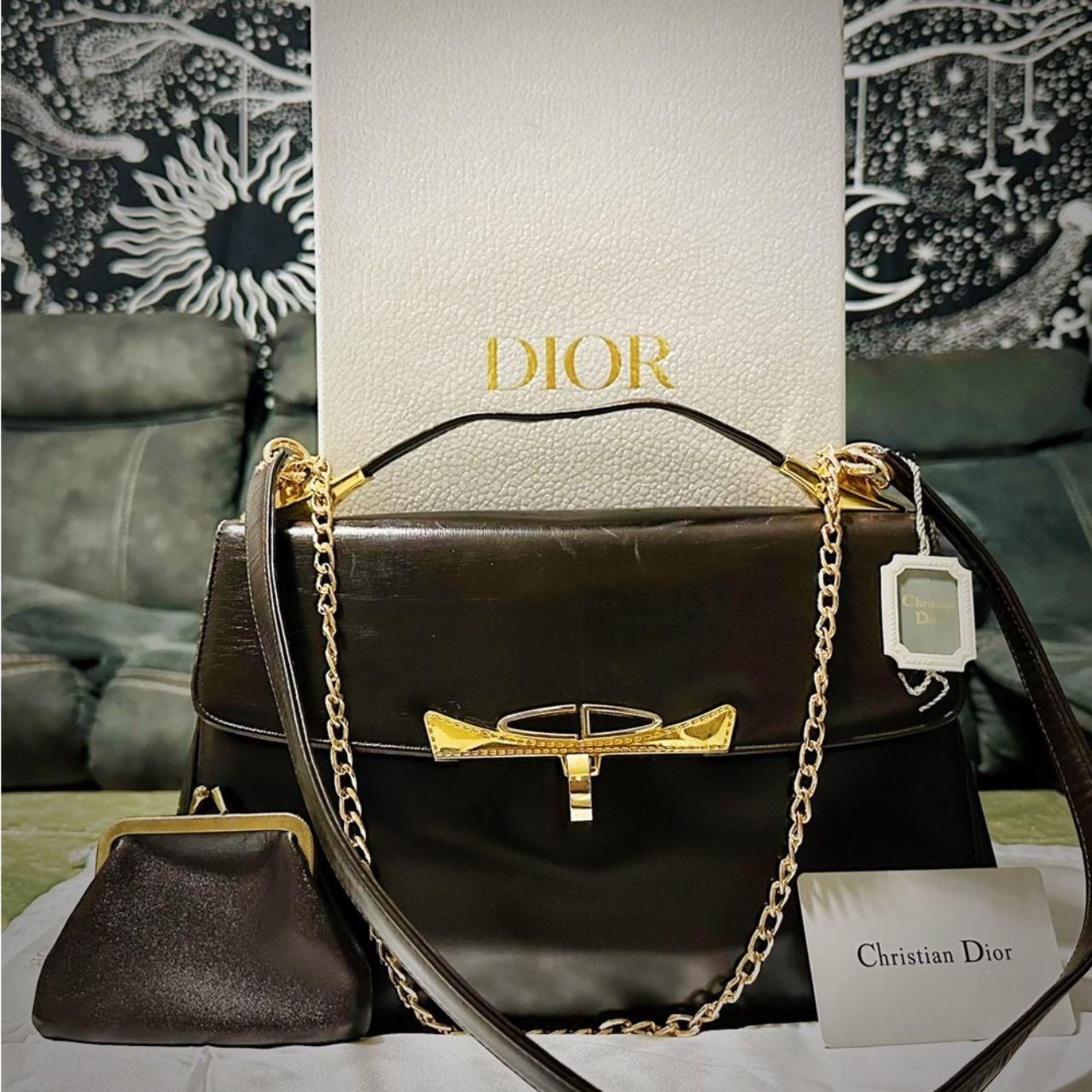 Authentic Vintage Christian  Dior 1960’s Handbag shoulder bag dark red Leather