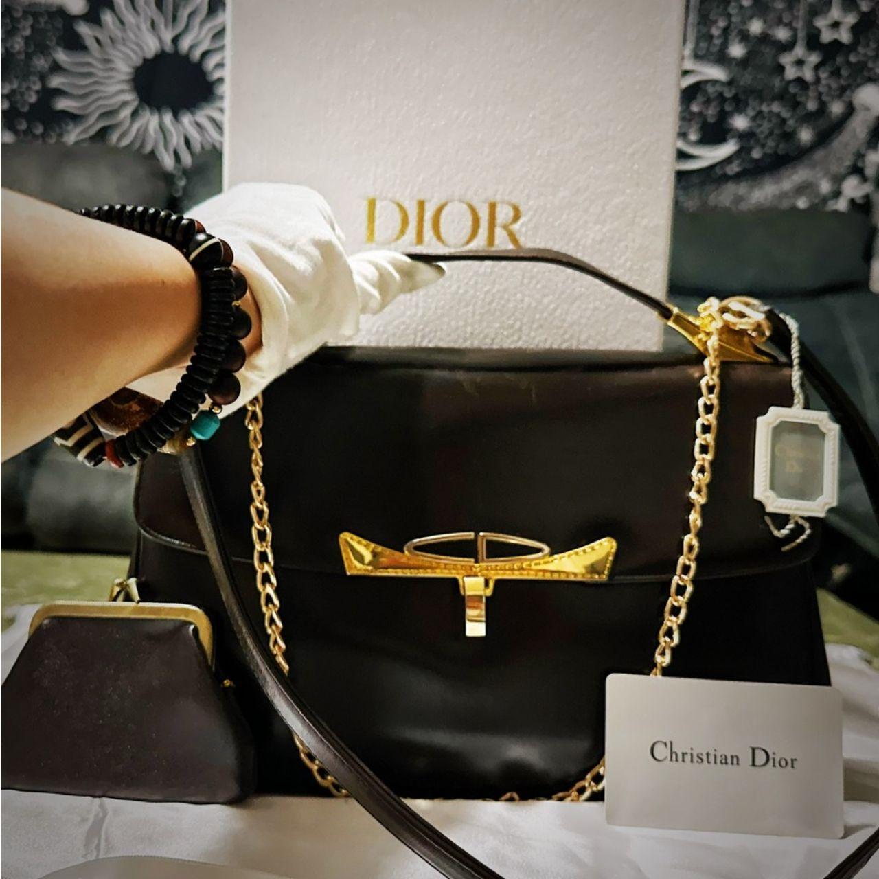 Authentic Vintage Christian  Dior 1960’s Handbag shoulder bag dark red Leather